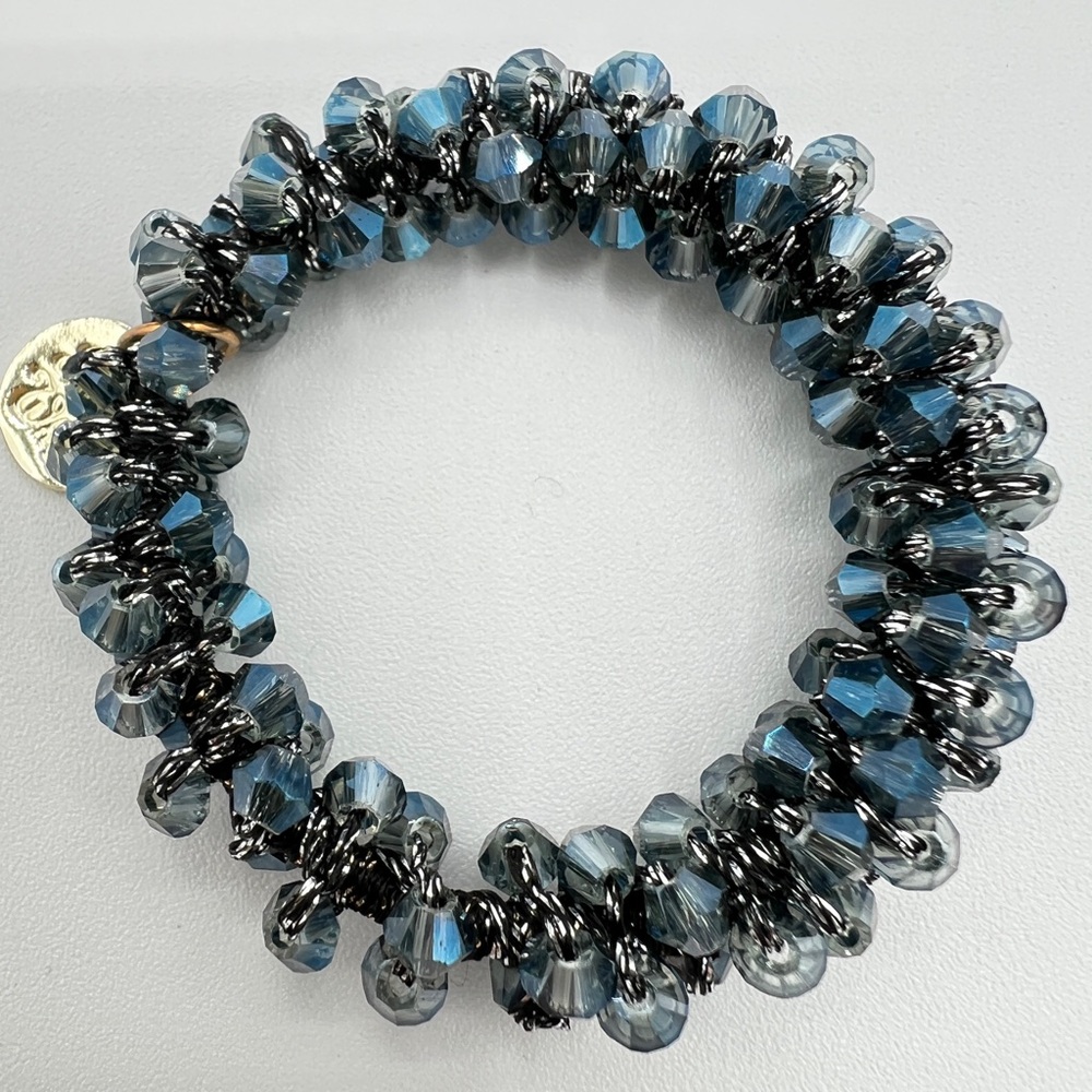 Navy Beaded Hair Tie New